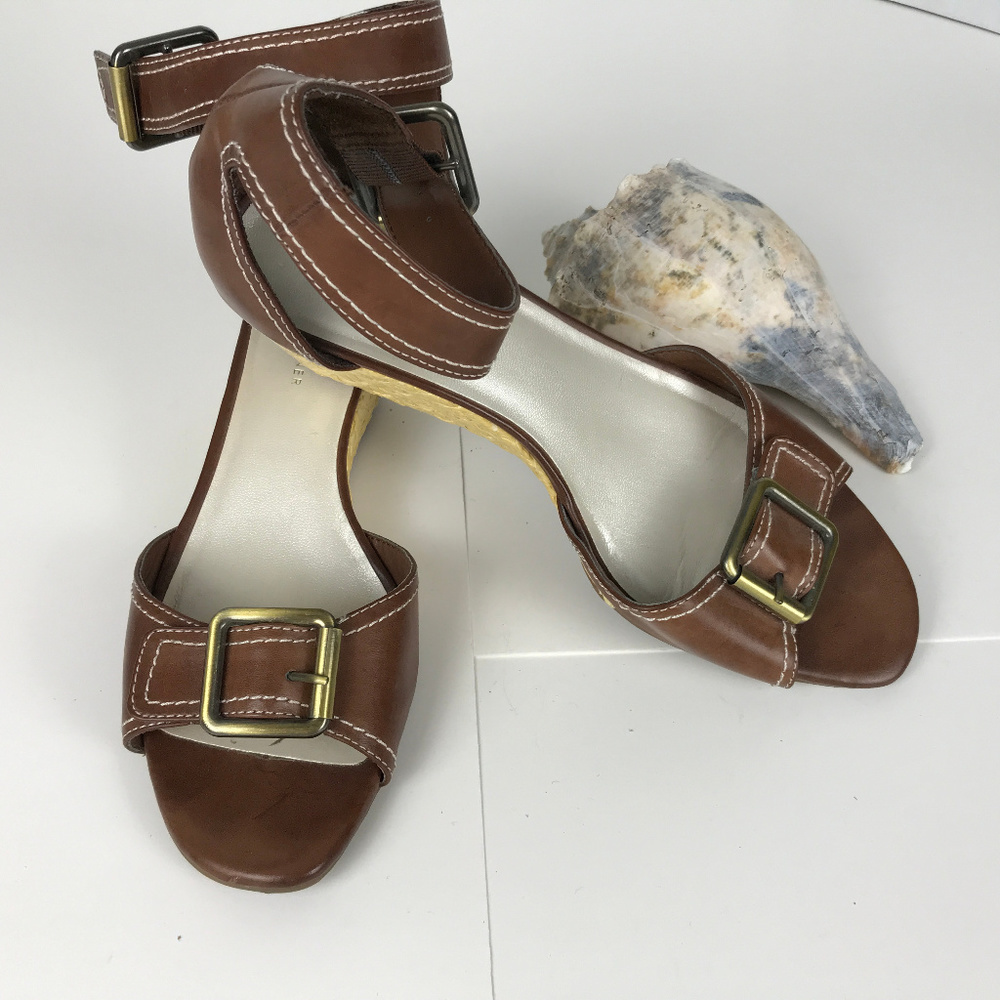 🌴 Etienne Aigner Sz 7.5 Brown Wedge Sandal